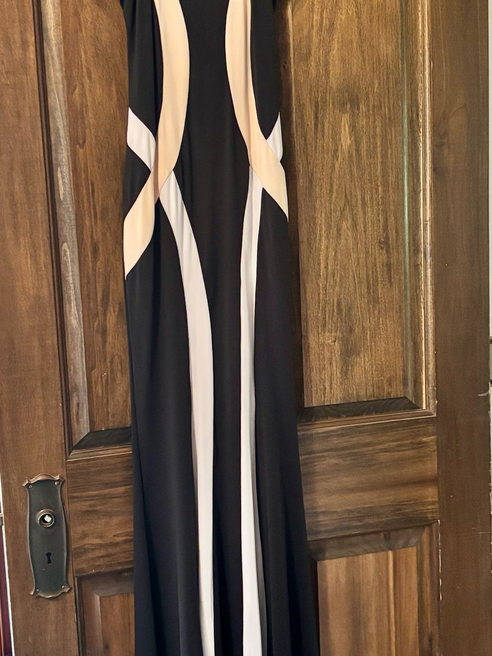 Black Maxi Dress with Cream and White Sculptural Panels